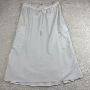 Wilfred Aritzia Cargo Skirt Women Large White Drawstring Elastic Waist Midi‎
